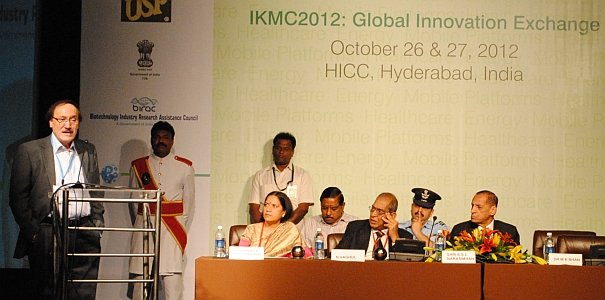 Among the many dignitaries present at the International Knowledge Millennium Conference: (L-R) Dr MK Bhan, secretary, DBT, Government of India; Ms Deepanwita Chattopadhyay, MD and CEO, IKP Knowledge Park; Mr N Vaghul, chairman, IKP Knowledge Park and form