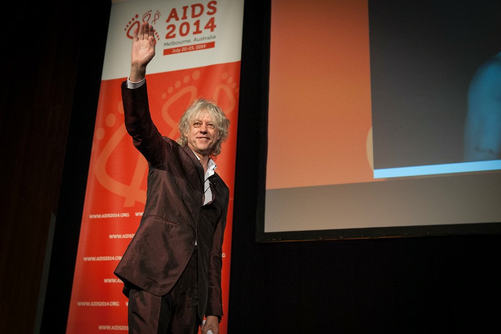 Sir Bob Geldof speaking at AIDS 2014 conference, Melbourne