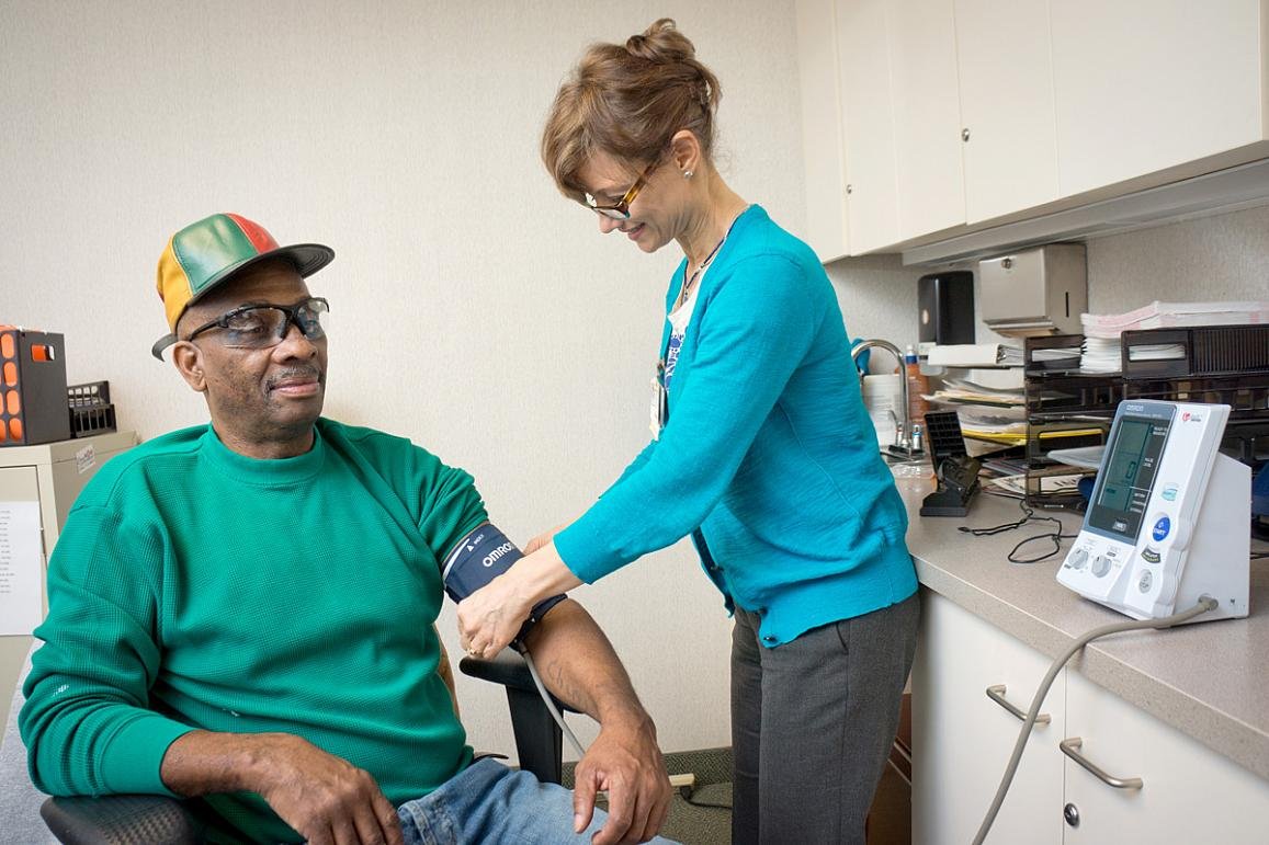 SPRINT participant getting blood pressure measured | Wake Forest School of Medicine