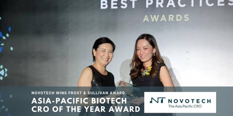 Novotech executives Fenny Isanto (Project Manager) and SuLyn Yip (Malaysia/Singapore Operations Director) accept the award at the ceremony in Singapore