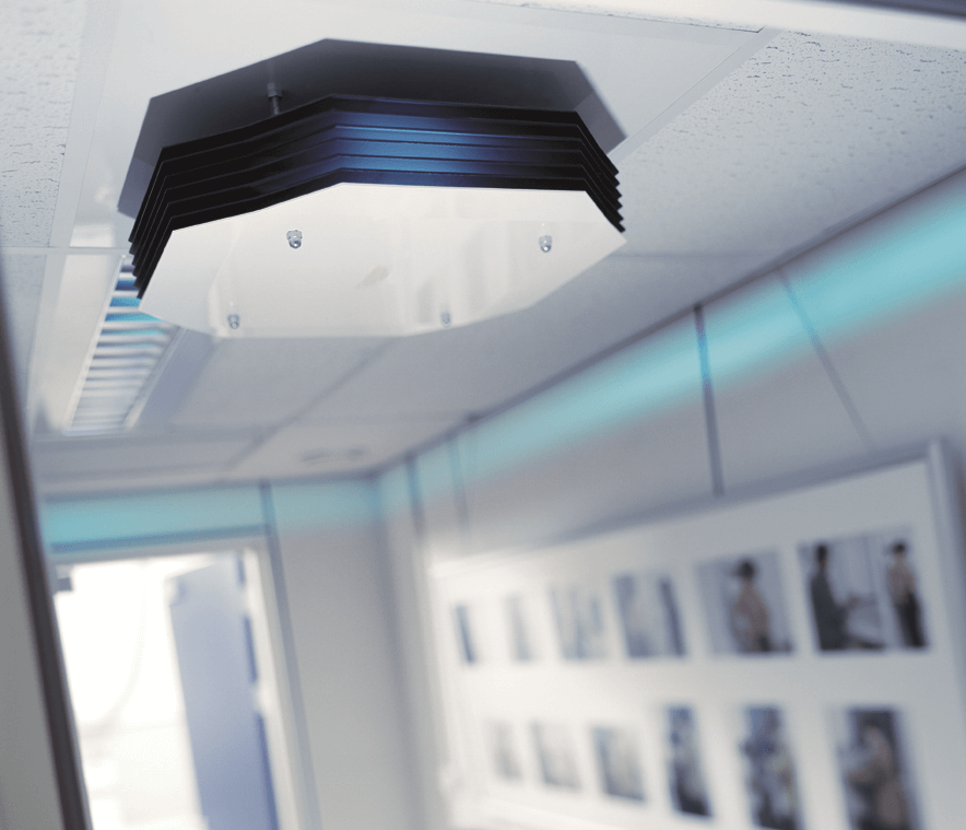 Image Caption: Upper room air disinfection on ceiling